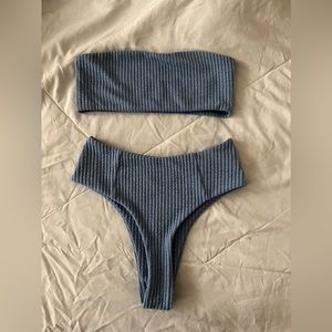 Blue strapless Shein Bikini Set